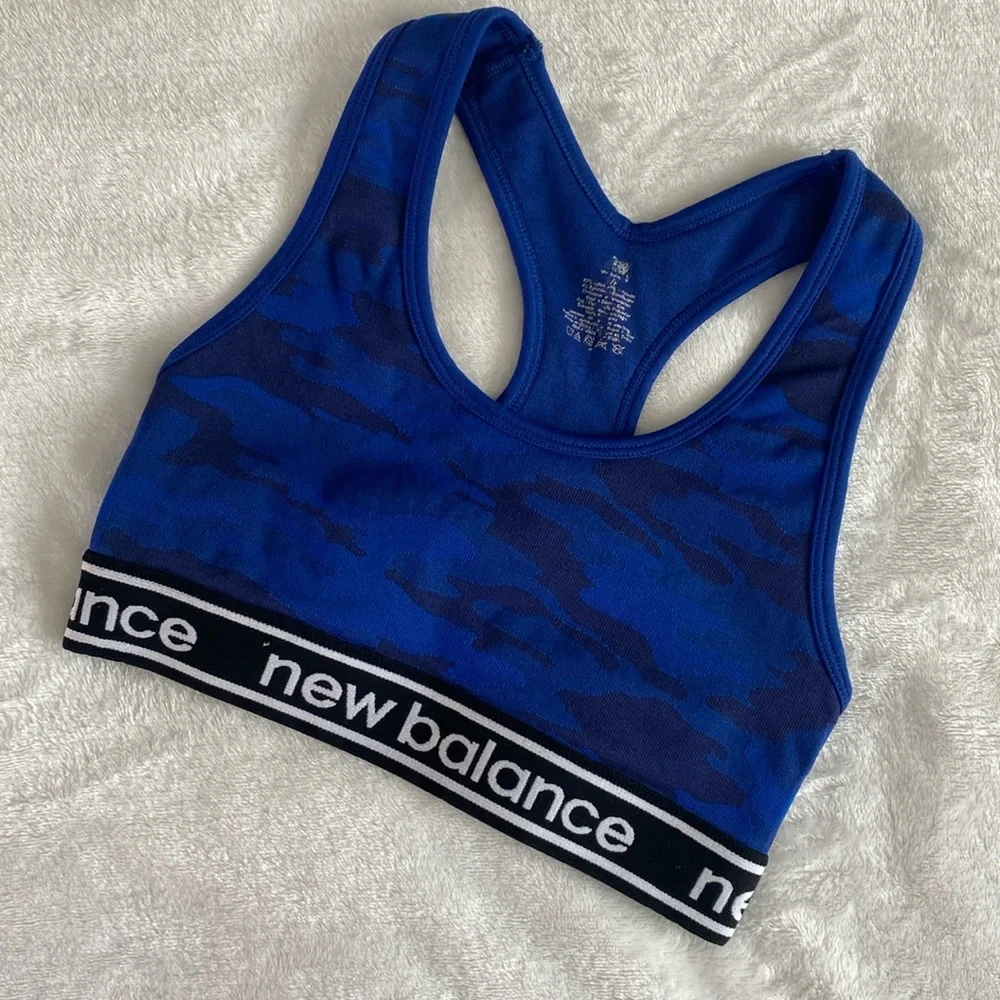 New Balance blue camo sports racerback bra - Picture 1 of 16